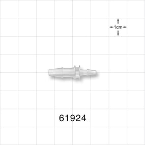 Straight Connector, Reducer, Barbed, Natural - Fits 5/32 inch x 3/32 inch ID tubing (0.156 inch x 0.094 inch, 3.97 mm x 2.38 mm) - 61924