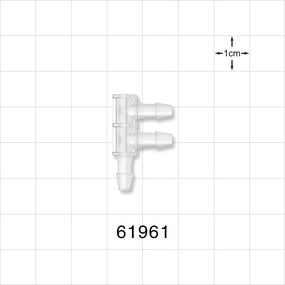3-port F Style Manifold, Barbed, Natural - Fits 1/8 inch ID Tubing (0.125 inch, 3.18 mm) - 61961