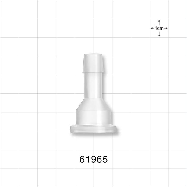 Sanitary Flange, Barbed, Natural - 0.5 inch/0.75 inch Mini; Fits 3/8 inch ID Tubing (0.375 inch, 9.53 mm) - 61965