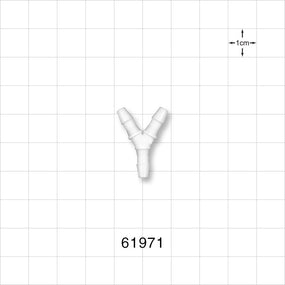 Y Connector, Barbed, White - Fits 1/8 inch ID Tubing (0.125 inch, 3.18 mm) - 61971