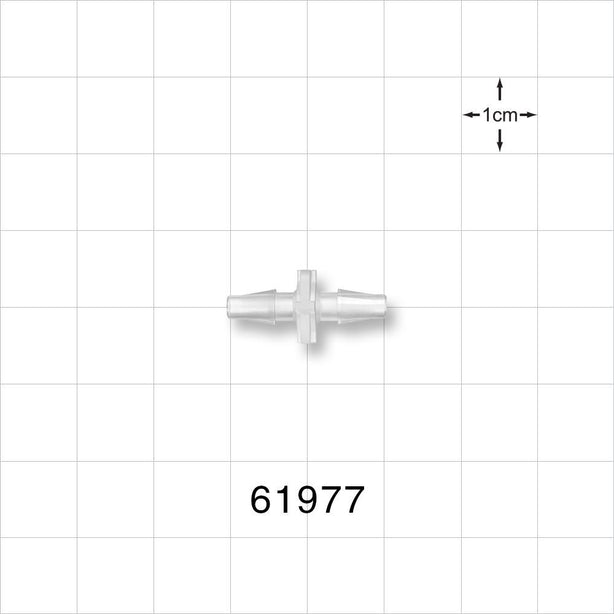 Straight Connector, Barbed, Natural - Fits 1/8 inch ID Tubing (0.125 inch, 3.18 mm) - 61977