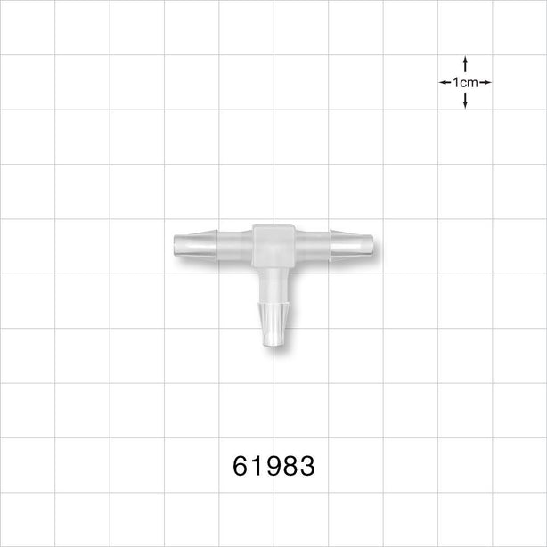 T Connector, Barbed, Natural - Fit 5/32 inch ID Tubing (0.156 inch Tubing, 3.97 mm) - 61983