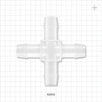 Cross Connector, Barbed - Fits 1 inch ID Tubing (25.4 mm) - 62002