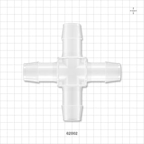 Cross Connector, Barbed - Fits 1 inch ID Tubing (25.4 mm) - 62002