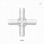 Cross Connector, Barbed - Fits 3/4 inch ID Tubing (0.75 inch, 19.05 mm) - 62003