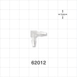 Elbow Connector, Barbed, Natural - Fits 1/8 inch ID Tubing (0.125 inch, 3.18 mm) - 62012