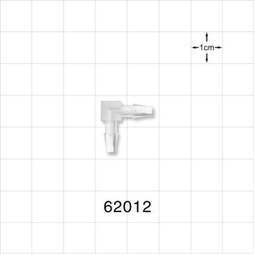 Elbow Connector, Barbed, Natural - Fits 1/8 inch ID Tubing (0.125 inch, 3.18 mm) - 62012