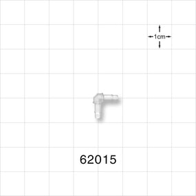 Elbow Connector, Barbed, Natural - Fits 3/32 inch ID Tubing (0.094 inch, 2.38 mm) - 62015