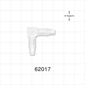 Elbow Connector, Barbed, Natural - Fits 3/16 inch ID Tubing (0.188 inch, 4.76 mm) - 62017