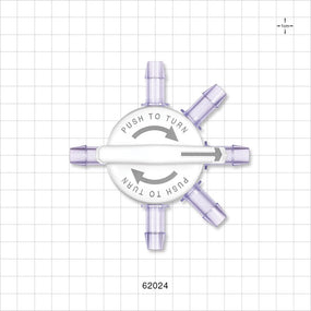 CYLINDRAFlow™ Manifold, 6 Ports, Barbed - Fits 3/8 inch ID Tubing (0.375 inch, 9.53 mm); 15 psi - 62024