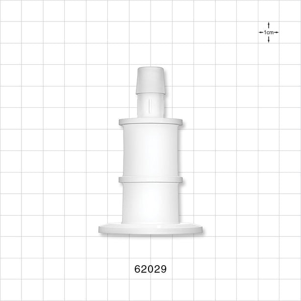 Sanitary Flange, Barbed, Natural - 1 inch/1.5 inch Standard; Fits 1/2 inch ID tubing (0.5 inch, 12.7 mm) - 62029
