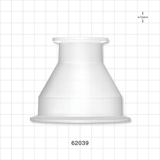 Sanitary Flange, Concentric Reducer, Natural - 3 inch x 1 inch/1.5 inch Standard - 62039