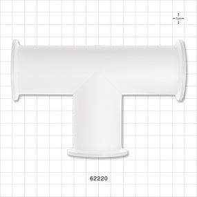 T Fitting, Sanitary Flange, Natural - 1 inch/1.5 inch Standard - 62220