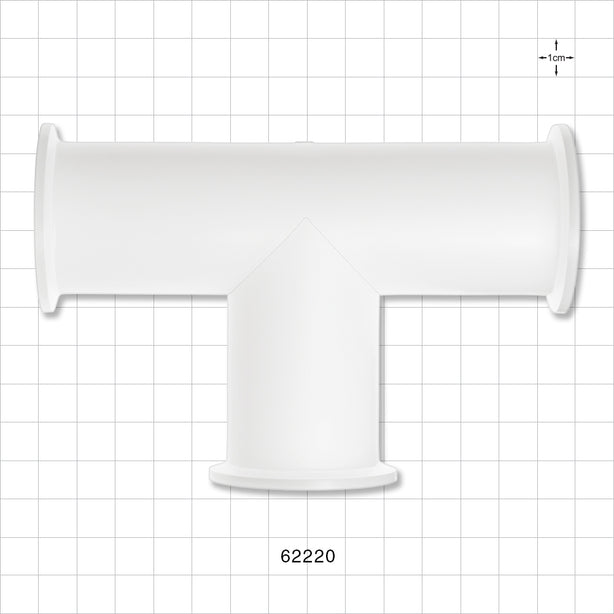 T Fitting, Sanitary Flange, Natural - 1 inch/1.5 inch Standard - 62220