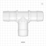 T Connector, Barbed, Natural - Fits 1 1/2 inch ID Tubing (1.5 inch, 38.1 mm) - 62505