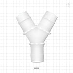Y Connector, Barbed, Natural - Fits 1 1/2 inch ID Tubing (1.5 inch, 38.1 mm) - 62508