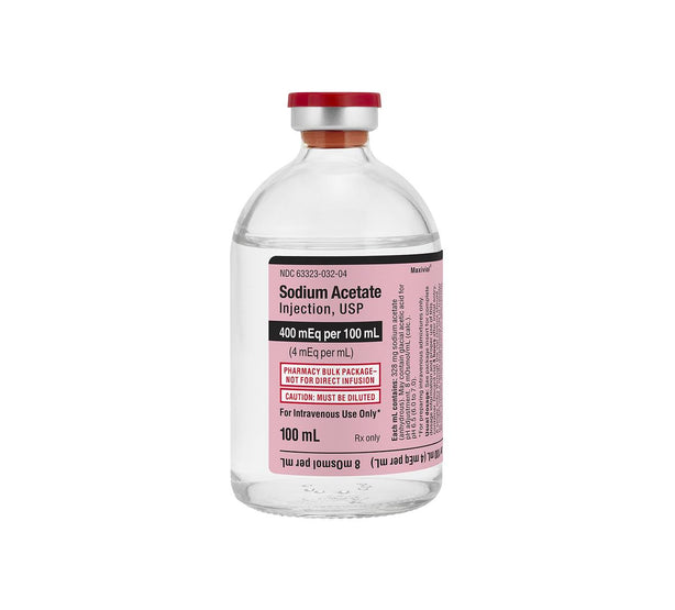 Fresenius Kabi Sodium Acetate Injection, Pharmacy Bulk Vial, 4 MEQ / ml, 20 x 100 mL - 63323-0032-00 - 20 Each