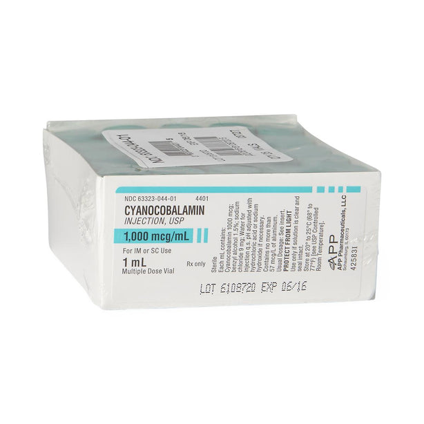 Fresenius Kabi American Regent Cyanocobalamin Injection, Multidose Vial, 1,000 mcg / mL, 25 x 1 mL - 63323-0044-01 - 25 Each