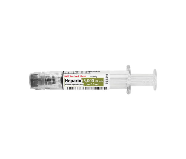 Fresenius Kabi 63323-0118-05 Heparin Sodium Injection, 5,000 Units/0.5 mL,Prefilled Syringe, 24 x 0.5 mL - MDL-63323-118-05 - 24 Each
