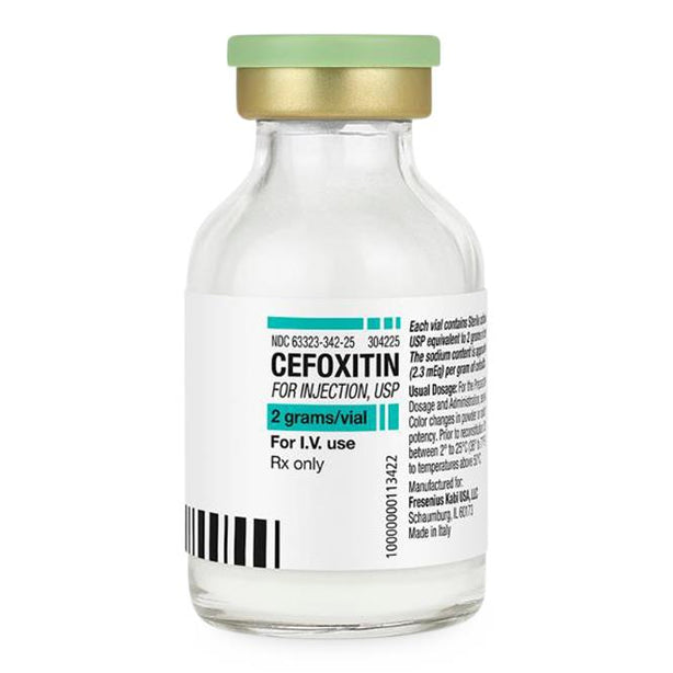 Fresenius Kabi Injection 63323-0342-25 Cefoxitin 2gm Vial 25 per Box - MDL-63323-342-25 - 25 Each