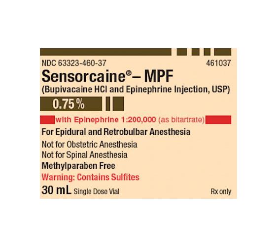 Fresenius Kabi 63323-0460-37 Sensorcaine-MPF 0.75% + Epinephrine Injection, 200k, Single-Dose Vial, 25 x 30 mL - MDL-63323-460-37 - 25 Each