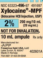 Fresenius Kabi Xylocaine-MPF Injections 63323-0496-97 Xylocaine MPF 2% Ampoule, 5 x 10 mL - MDL-63323-496-97 - 5 Each