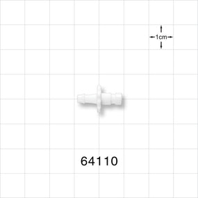 Bayonet Male Connector, Barbed, White - Fits 1/8 inch ID Tubing (0.125 inch, 3.18 mm) - 64110