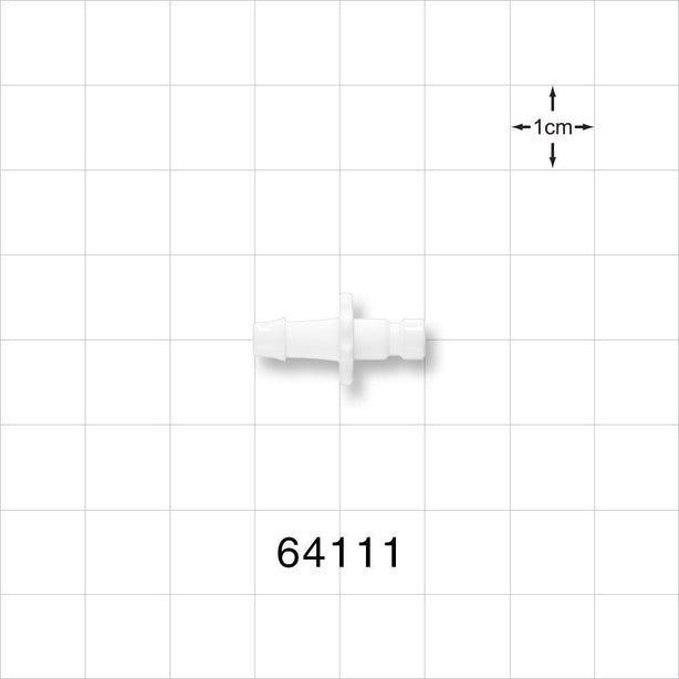 Bayonet Male Connector, Barbed, White - Fits 5/32 inch ID Tubing (0.156 inch, 3.97 mm) - 64111