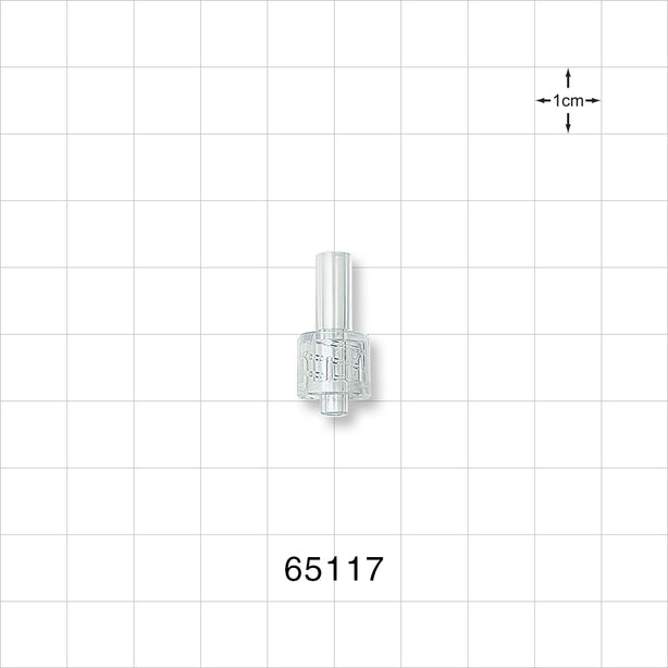 Male Luer Lock, Tubing Port, Clear - 0.134 inch ID/0.212 inch - 0.218 inch OD (3.40 mm/5.38 mm - 5.54 mm) - 65117