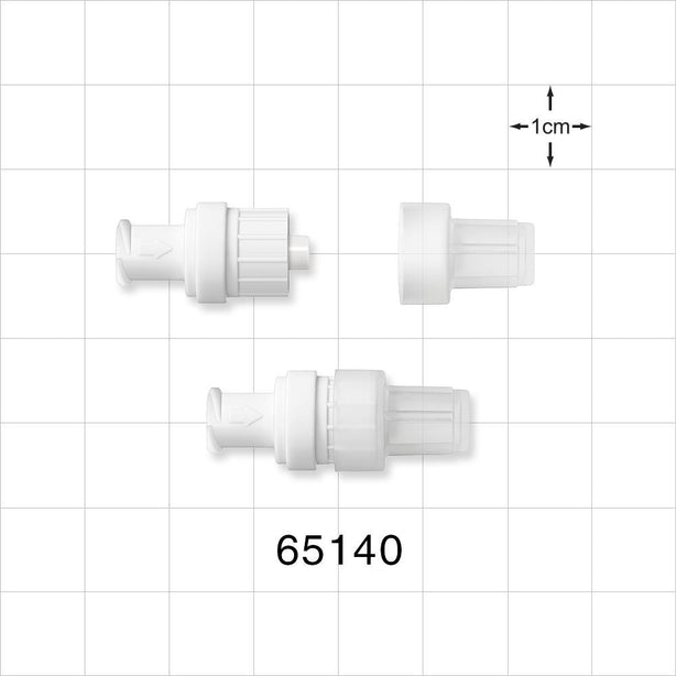 Check Valve, Female Luer Lock Inlet, Male Luer Lock Outlet with Cap - 0.174 psi CP - 65140