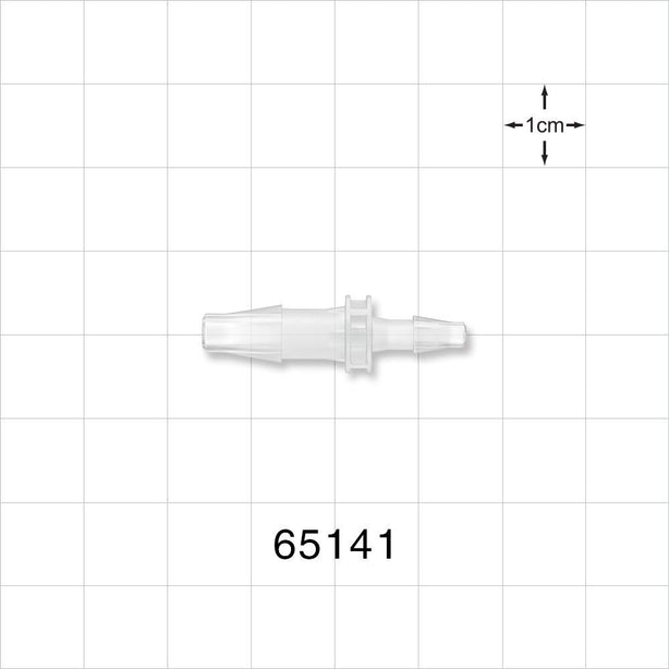 Straight Connector, Reducer, Barbed, Natural - Fits 3/16 inch x 1/8 inch ID Tubing (0.188 inch x 0.125 inch, 4.76 mm x 3.18 mm) - 65141