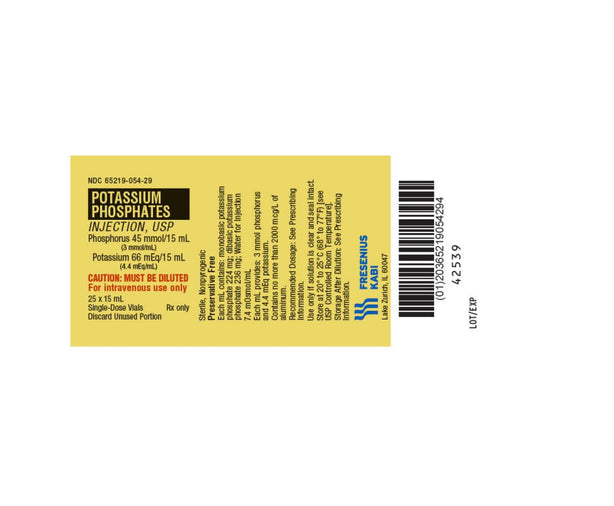 Potassium Phosphate Injections - 65219-0054-29 - 25 Each - MDL-65219-054-29