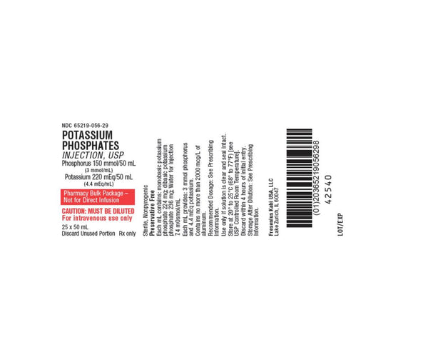 Potassium Phosphate Injections - 65219-0056-29 - 25 Each - MDL-65219-056-29