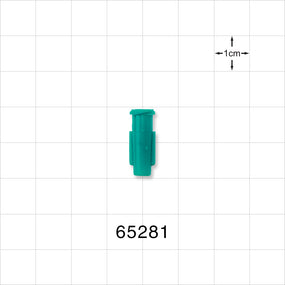 Female Luer Lock, Tubing  Port, Teal - 0.156 inch - 0.143 inch ID (3.96 mm - 3.63 mm); 0.095 inch Thru Hole (2.41 mm) - 65281