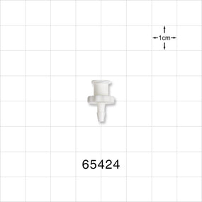 Female Luer Lock, Barbed, White - Fits 3/32 inch ID Tubing (0.094 inch, 2.38 mm) - 65424
