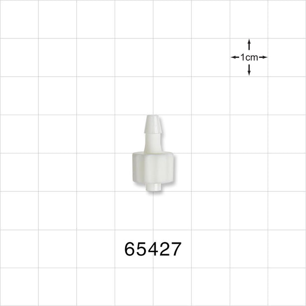 Male Luer Lock, Barbed, White - Fits 1/8 inch ID Tubing (0.125 inch, 3.18 mm) - 65427