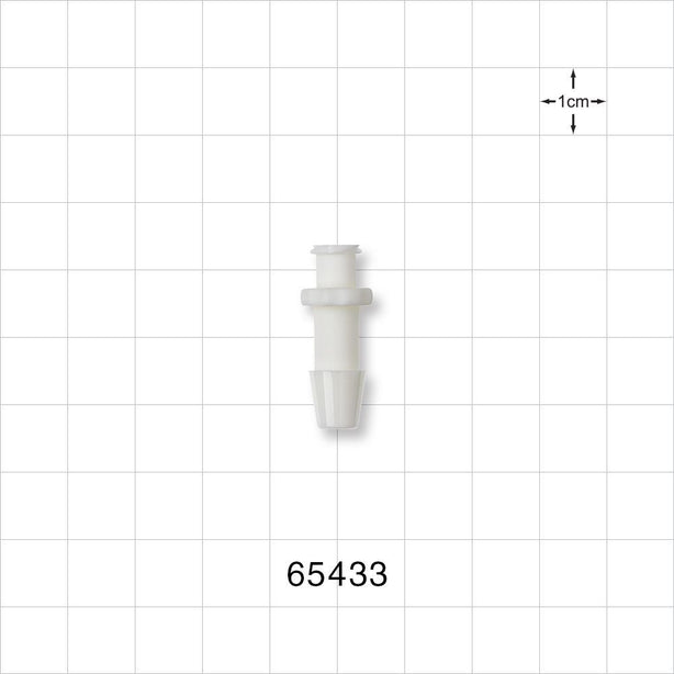 Female Luer Lock, Barbed, White - Fits 1/4 inch ID Tubing (0.25 inch, 6.35 mm) - 65433