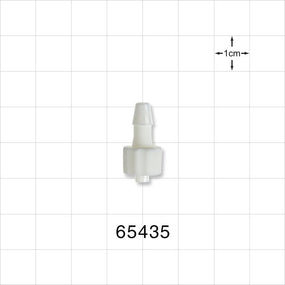 Male Luer Lock, Barbed, White - Fits 5/32 inch ID Tubing (0.156 inch, 3.97 mm) - 65435