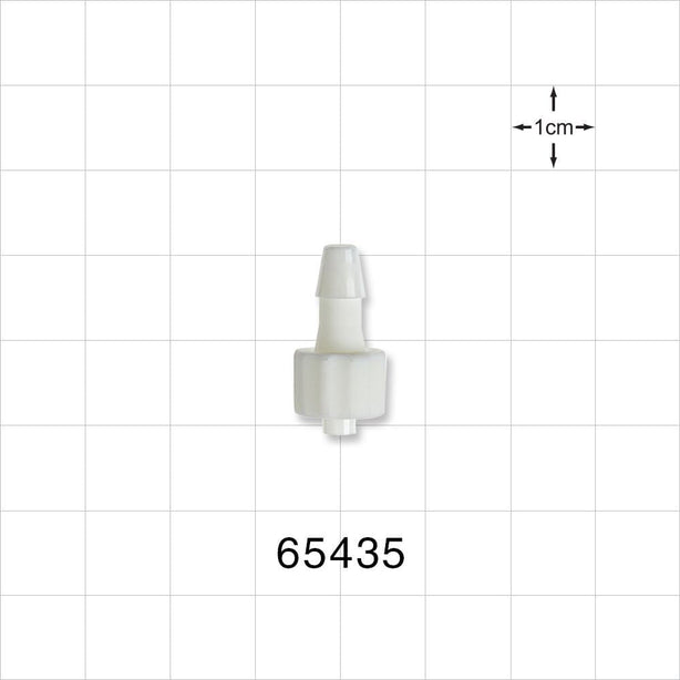 Male Luer Lock, Barbed, White - Fits 5/32 inch ID Tubing (0.156 inch, 3.97 mm) - 65435
