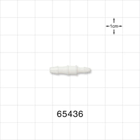 Straight Connector, Reducer, Barbed, White - Fits 3/32 inch ID x 1/8 inch ID Tubing (0.094 inch x 0.125 inch, 2.38 mm x 3.2 mm) - 65436