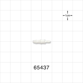 Straight Connector, Reducer, Barbed, White - Fits 3/32 inch ID x 1/8 inch ID Tubing (0.094 inch x 0.125 inch, 2.38 mm x 3.2 mm) - 65437