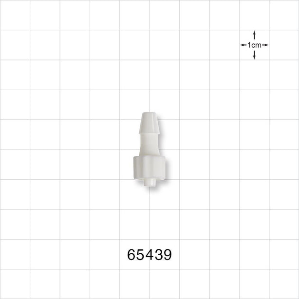 Male Luer Lock, Barbed, White - Fits 3/16 inch ID Tubing (0.188 inch, 4.76 mm) - 65439