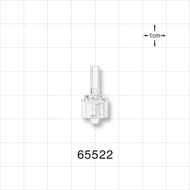 Male Luer Lock, Tubing Port, Clear - 0.1 inch - 0.09 inch ID (2.54 mm - 2.29 mm) - 65522