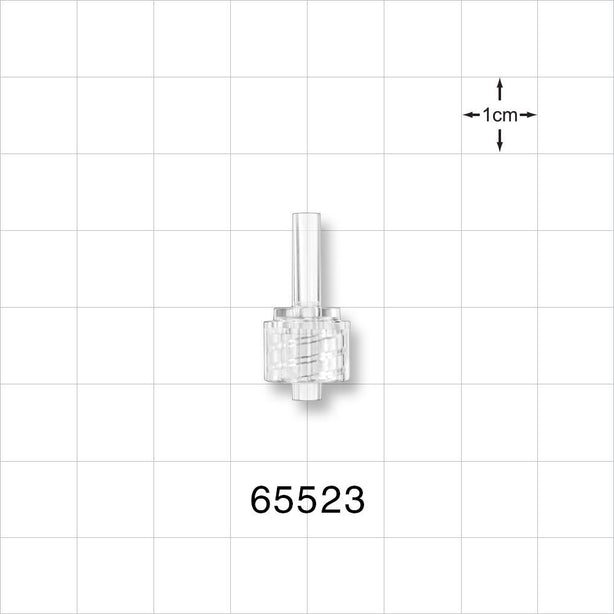 Male Luer Lock, Tubing Port, Clear - 0.115 inch - 0.105 inch ID (2.92 mm - 2.67 mm) - 65523
