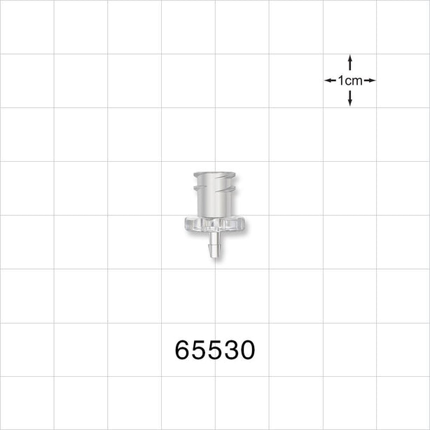 Female Luer Lock, Barbed, Clear - Fits 1/16 inch ID Tubing (0.063 inch, 1.59 mm) - 65530