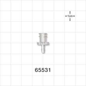 Female Luer Lock, Barbed, Clear - Fits 3/32 inch ID Tubing (0.094 inch, 2.38 mm) - 65531