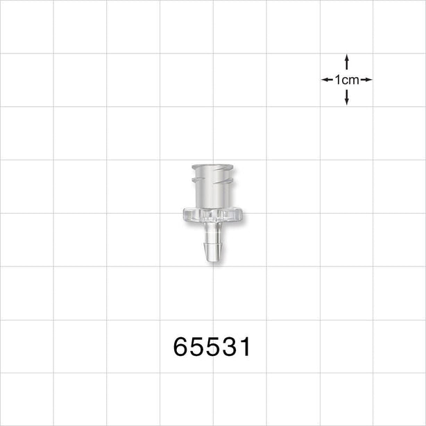 Female Luer Lock, Barbed, Clear - Fits 3/32 inch ID Tubing (0.094 inch, 2.38 mm) - 65531