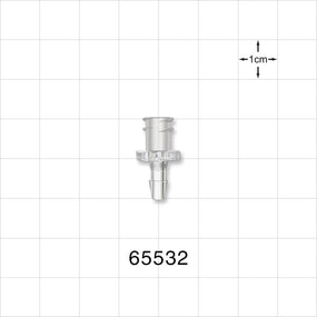 Female Luer Lock, Barbed, Clear - Fits 1/8 inch ID Tubing (0.125 inch, 3.18 mm) - 65532