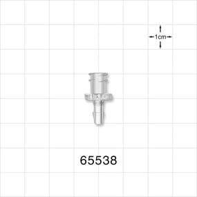 Female Luer Lock, Barbed, Clear - Fits 1/8 inch ID Tubing (0.125 inch, 3.18 mm) - 65538