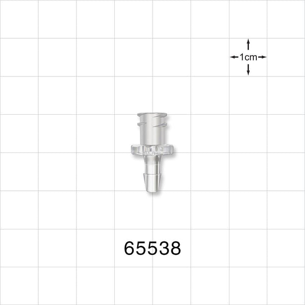 Female Luer Lock, Barbed, Clear - Fits 1/8 inch ID Tubing (0.125 inch, 3.18 mm) - 65538